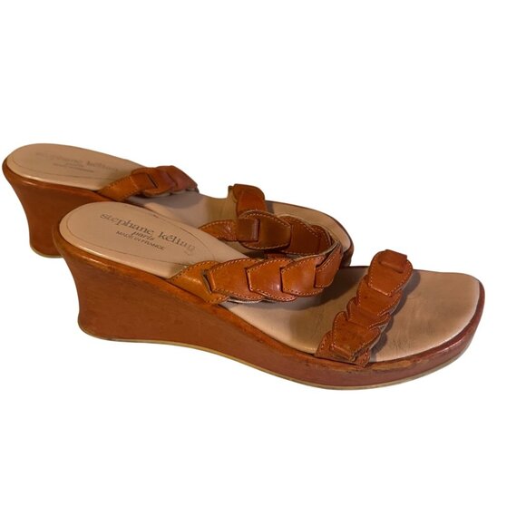 Stephane Kelian Paris France brown leather wedge sandals size 8 - Picture 2 of 6